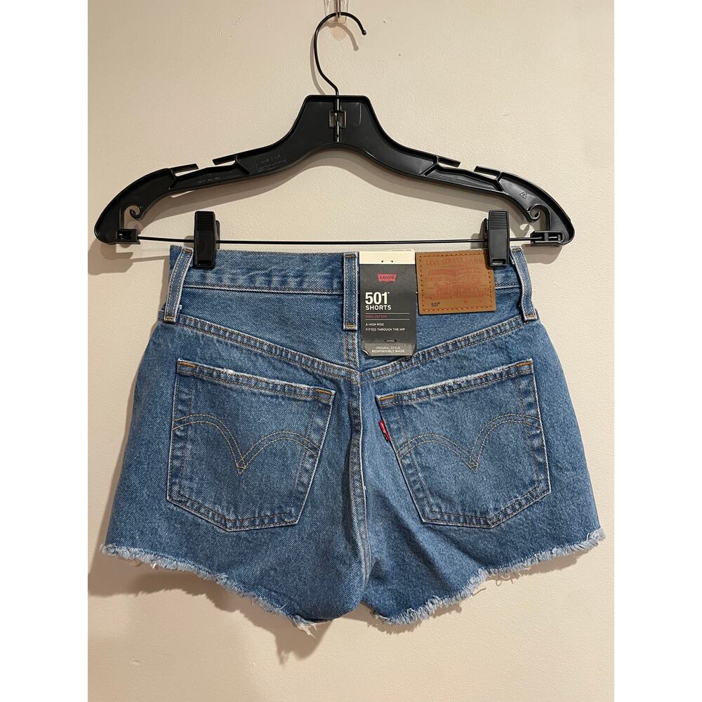 Levi's Distressed Light Blue Denim Jean Shorts - Picture 4 of 4